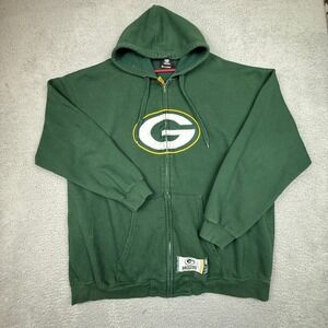 NFL Team Apparel Green Bay Packers Full Zip Hoodie Mens 2XL Football